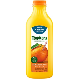 Tropicana Pure Premium Orange Juice, No Pulp, Calcium + Vitamin D, Plastic Bottle