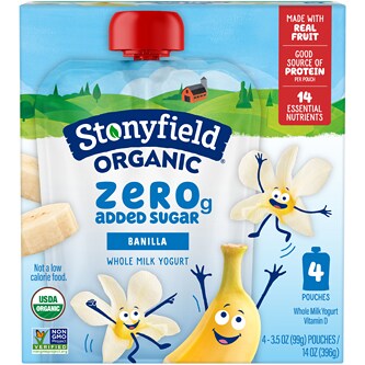 Stonyfield Organic Kids Yogurt Pouches, Banilla