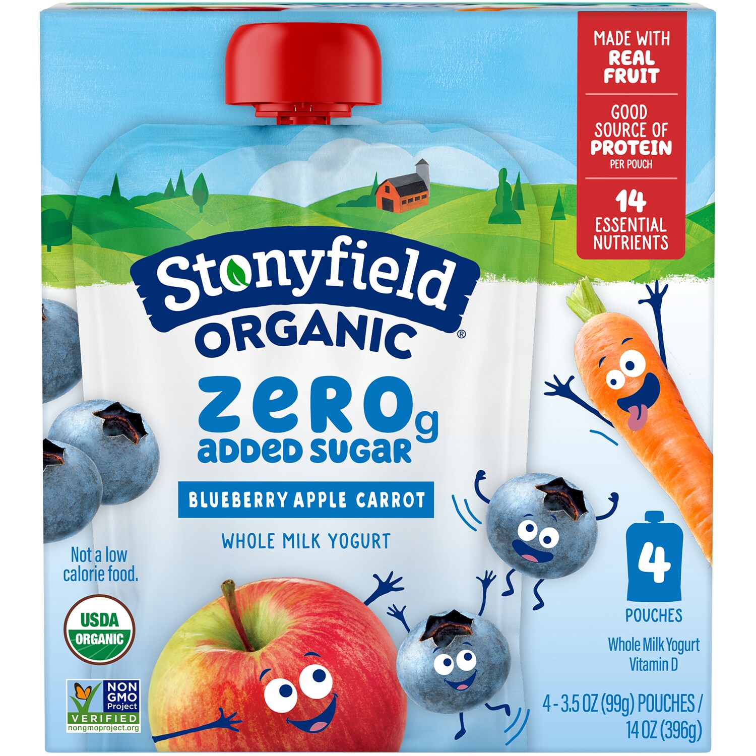 Stonyfield Organic Kids Yogurt Pouches, Blueberry Apple Carrot