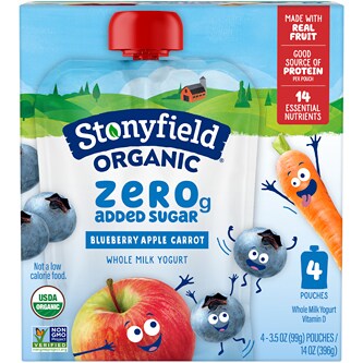 Stonyfield Organic Kids Yogurt Pouches, Blueberry Apple Carrot