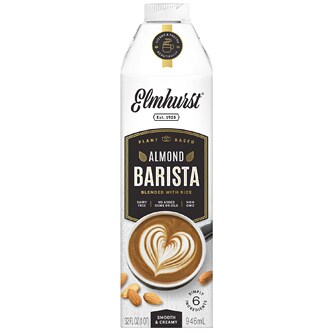 Elmhurst Plant Based Almond Barista Milk Blended With Rice, Carton