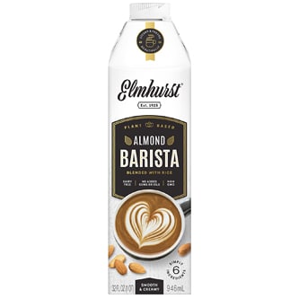 Elmhurst Plant Based Almond Barista Milk Blended With Rice, Carton