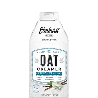 Elmhurst Plant Based Oat Creamer, French Vanilla, Carton