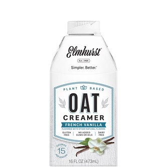 Elmhurst Plant Based Oat Creamer, French Vanilla, Carton