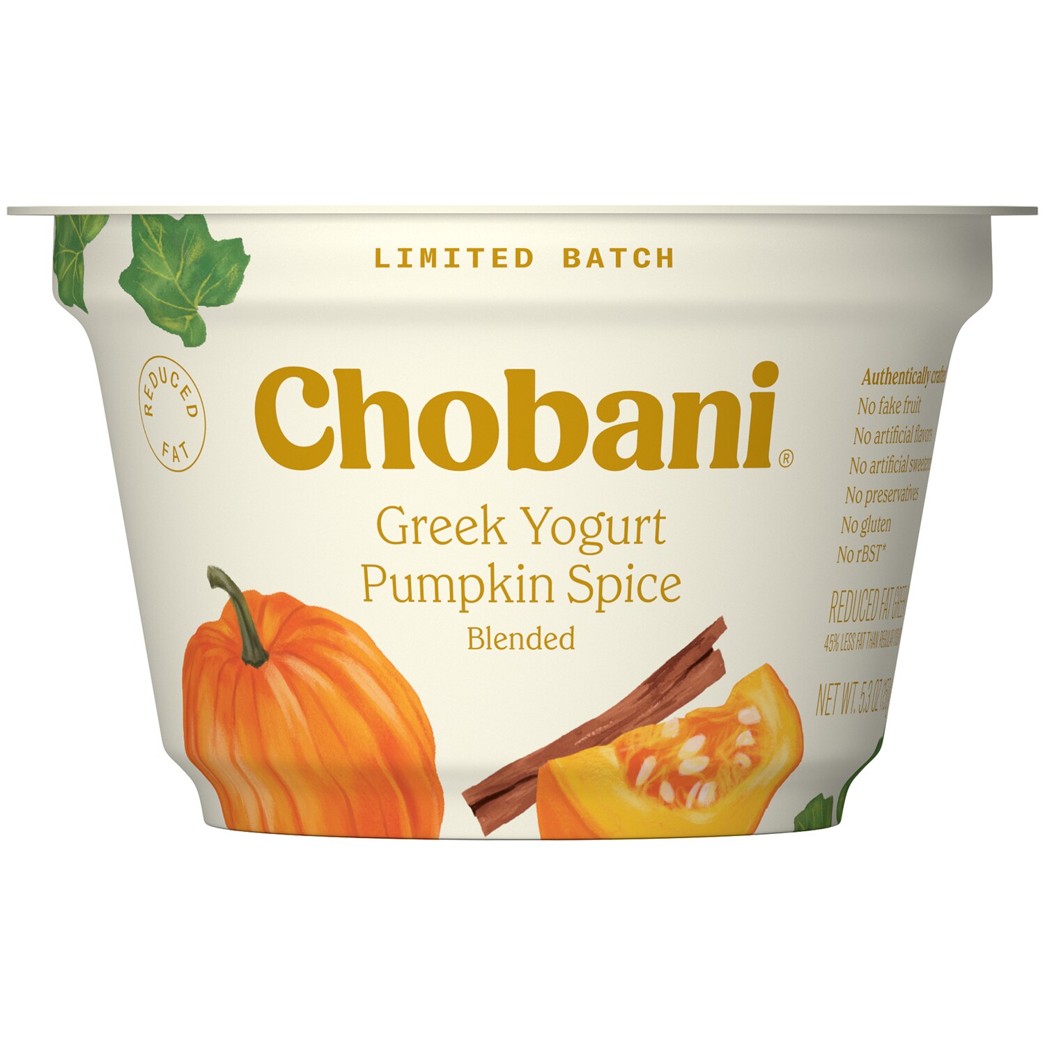 Chobani Low-Fat Greek Yogurt, Pumpkin Spice Blended, Limited Batch