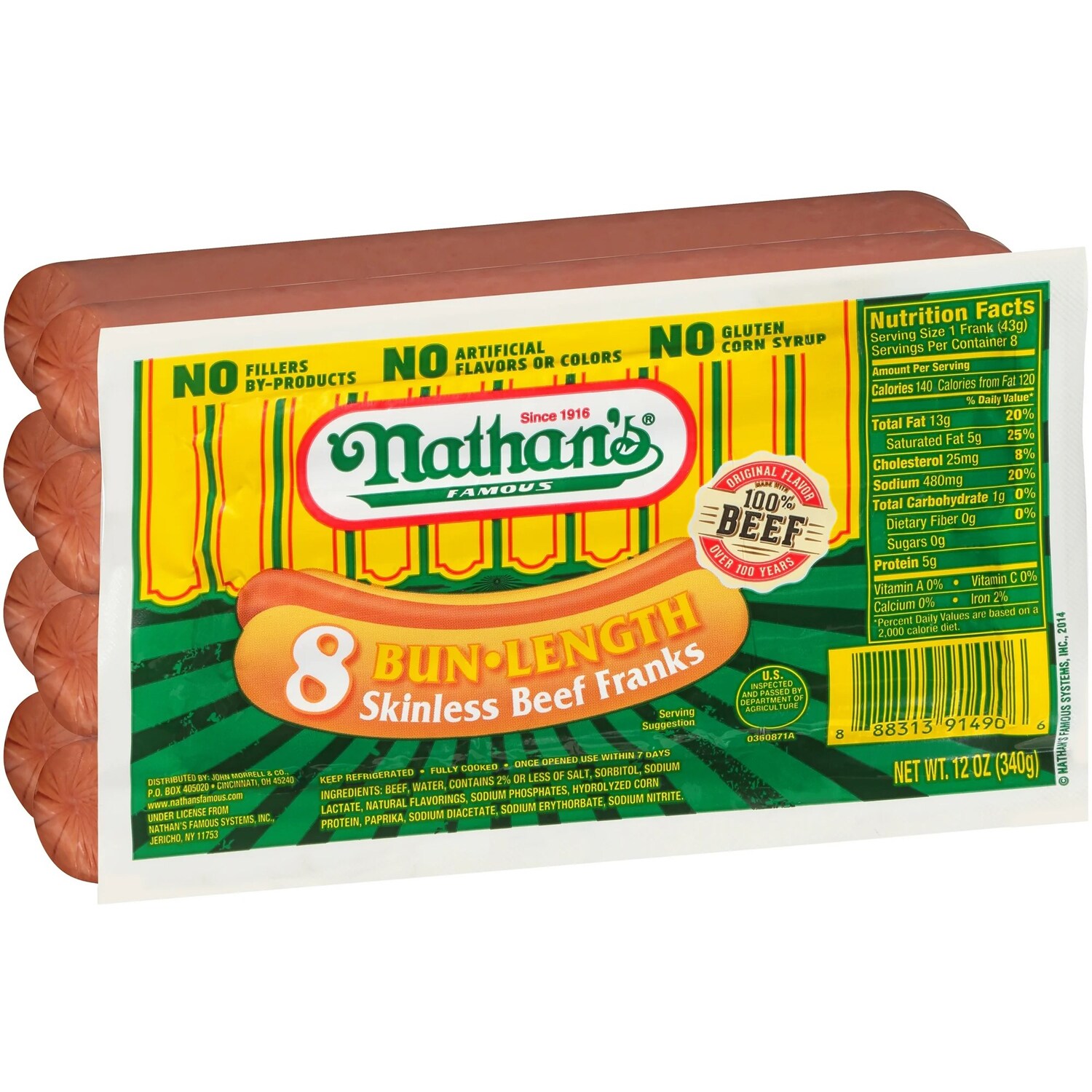 Nathan's Famous Bun Length Skinless Beef Franks