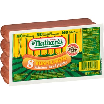 Nathan's Famous Bun Length Skinless Beef Franks