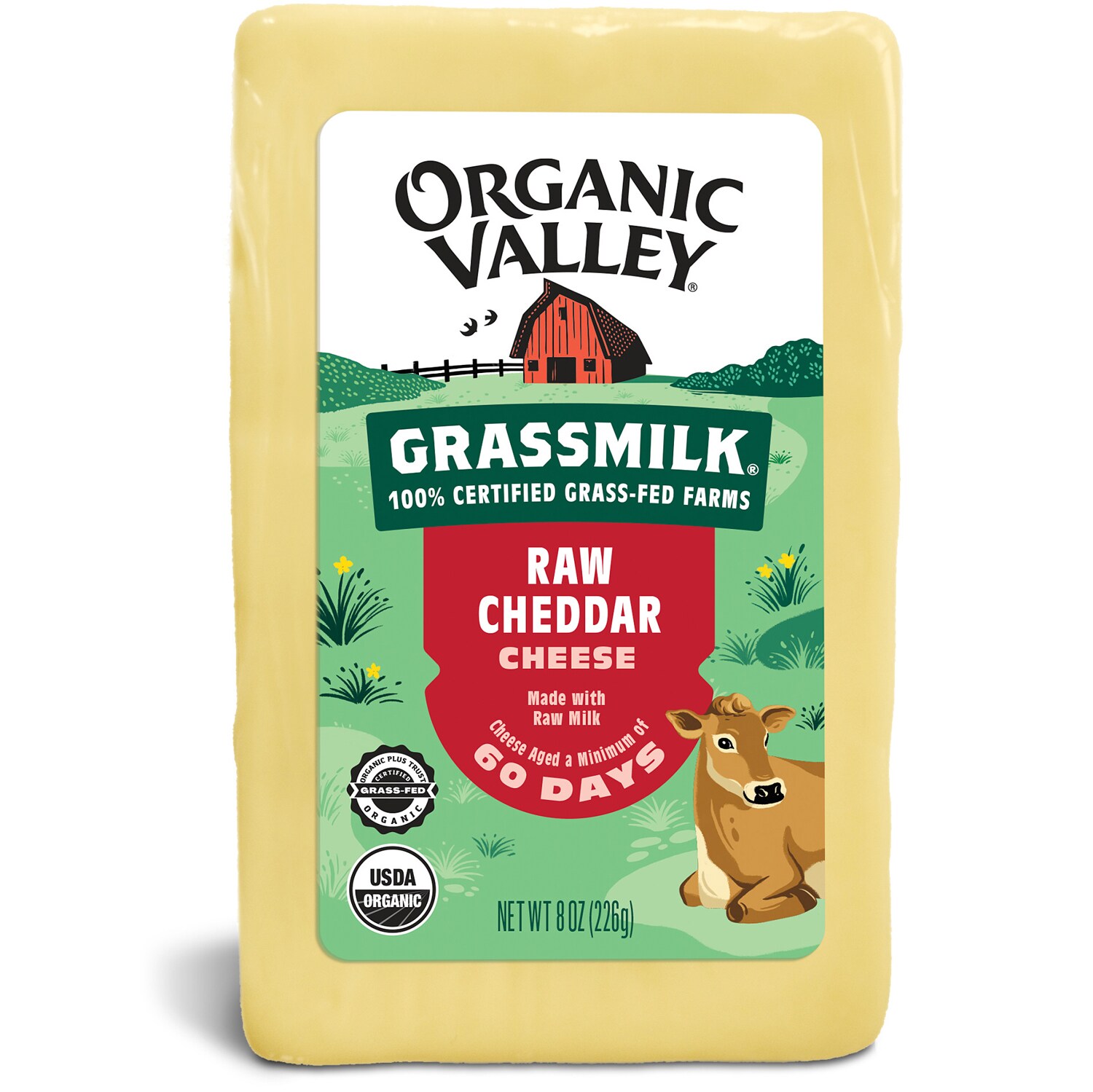 Organic Valley Organic Grassmilk, Raw Cheddar Cheese block