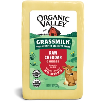 Organic Valley Organic Grassmilk, Raw Cheddar Cheese block