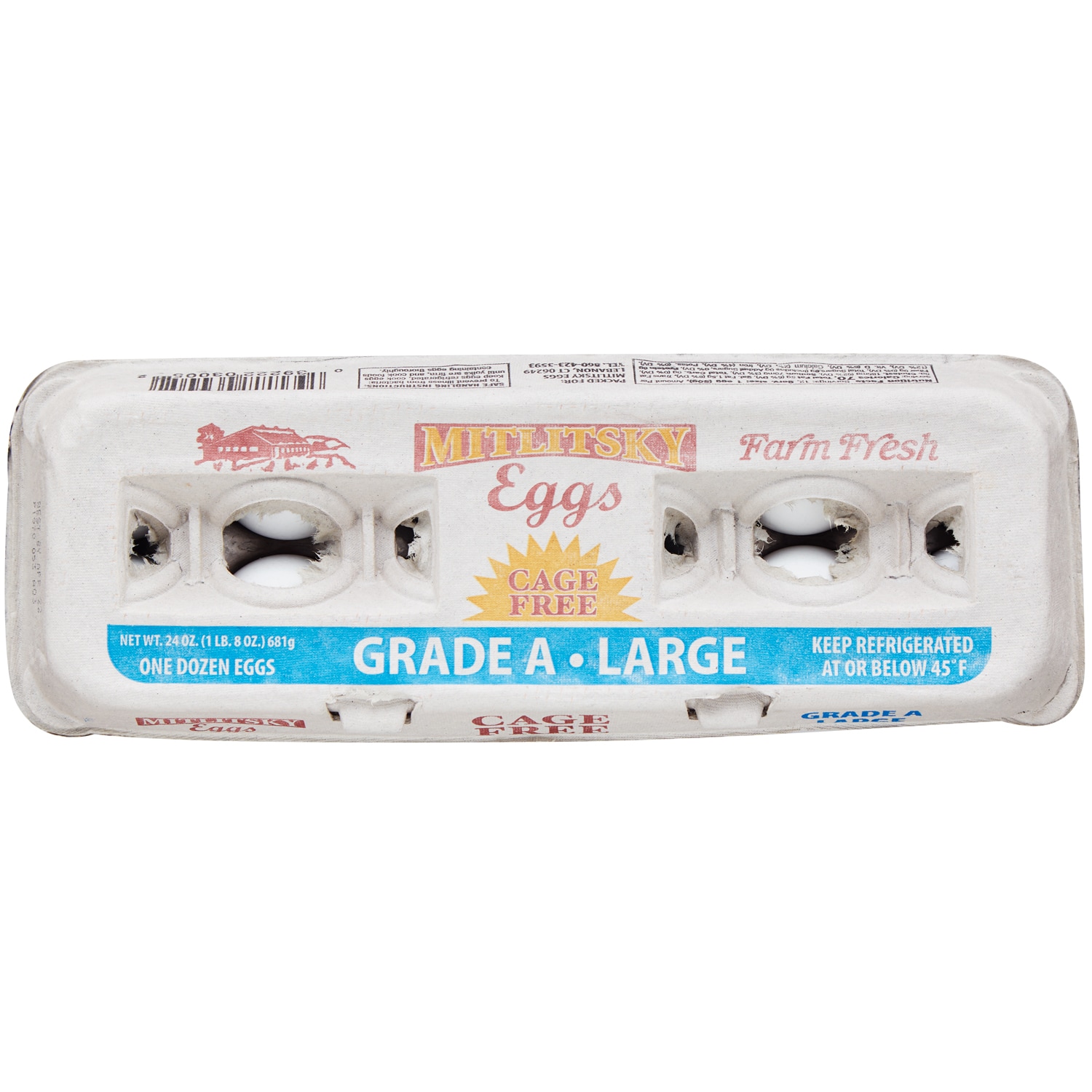 Mitlitsky Cage-Free Grade A Large White Eggs, Dozen