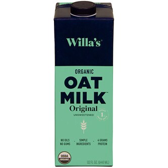 Willa's Organic Oat Milk Original, Unsweetened, Carton