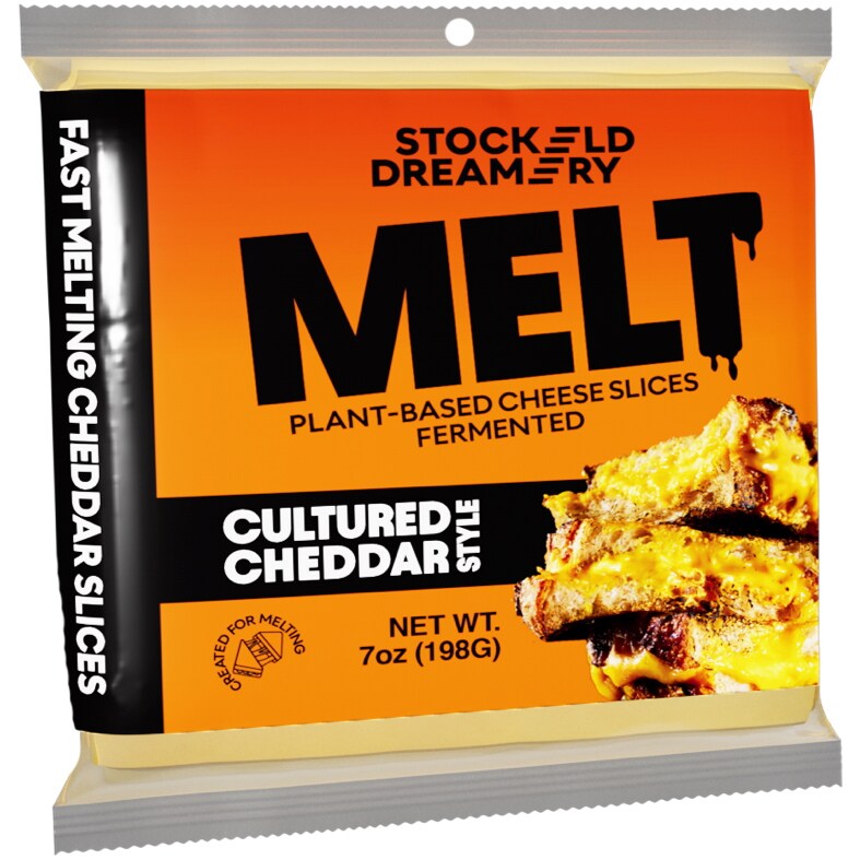 Stockeld Dreamery MELT Plant-Based Cheese Slices Fermented, Cultured Cheddar Style