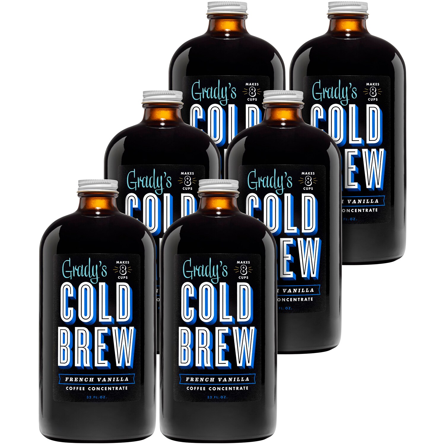 Grady's Cold Brew Coffee Concentrate, French Vanilla, Glass Bottles
