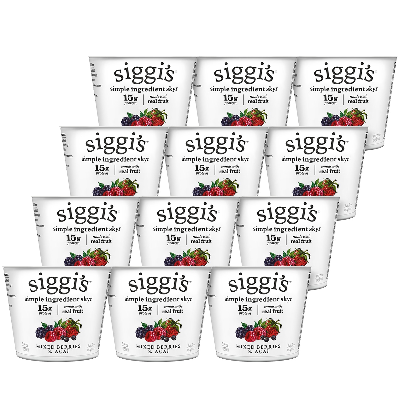 Siggi's Skyr Icelandic-Style Strained Non-Fat Yogurt, Mixed Berry and Açai
