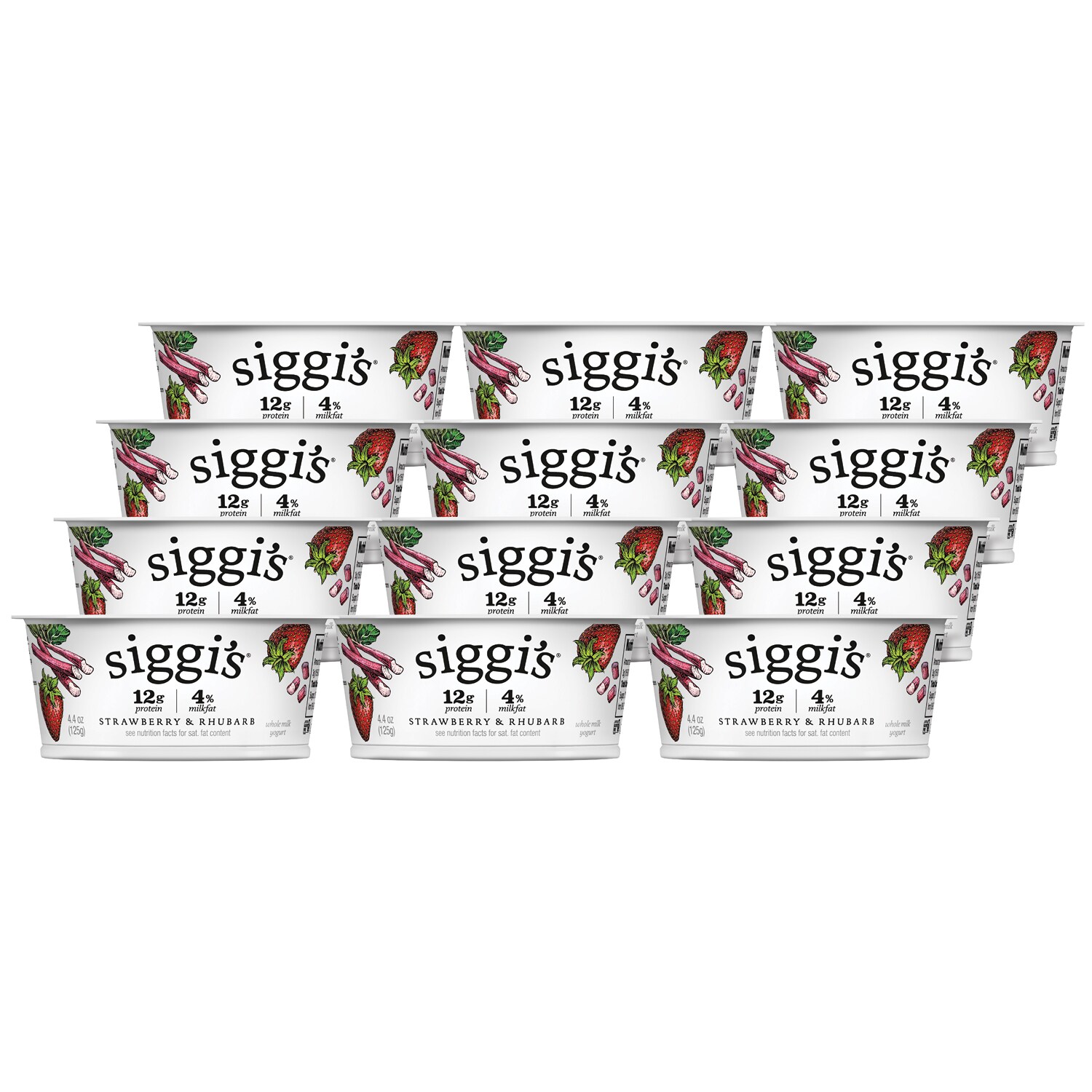 Siggi's Skyr Icelandic-Style Strained 4% Whole Milk Yogurt, Strawberry-Rhubarb
