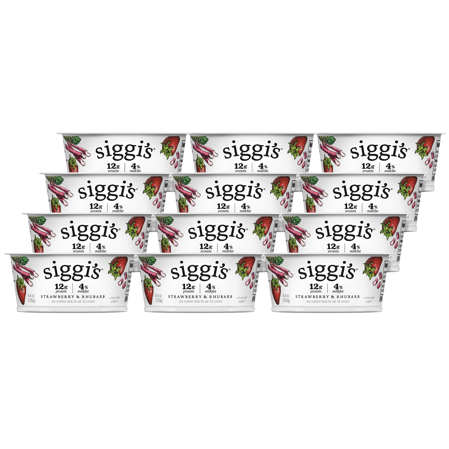 Siggi's Skyr Icelandic-Style Strained 4% Whole Milk Yogurt, Strawberry-Rhubarb