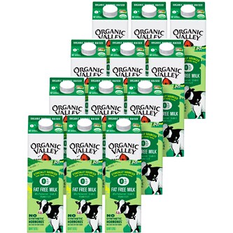 Organic Valley Fat Free Milk, Cartons