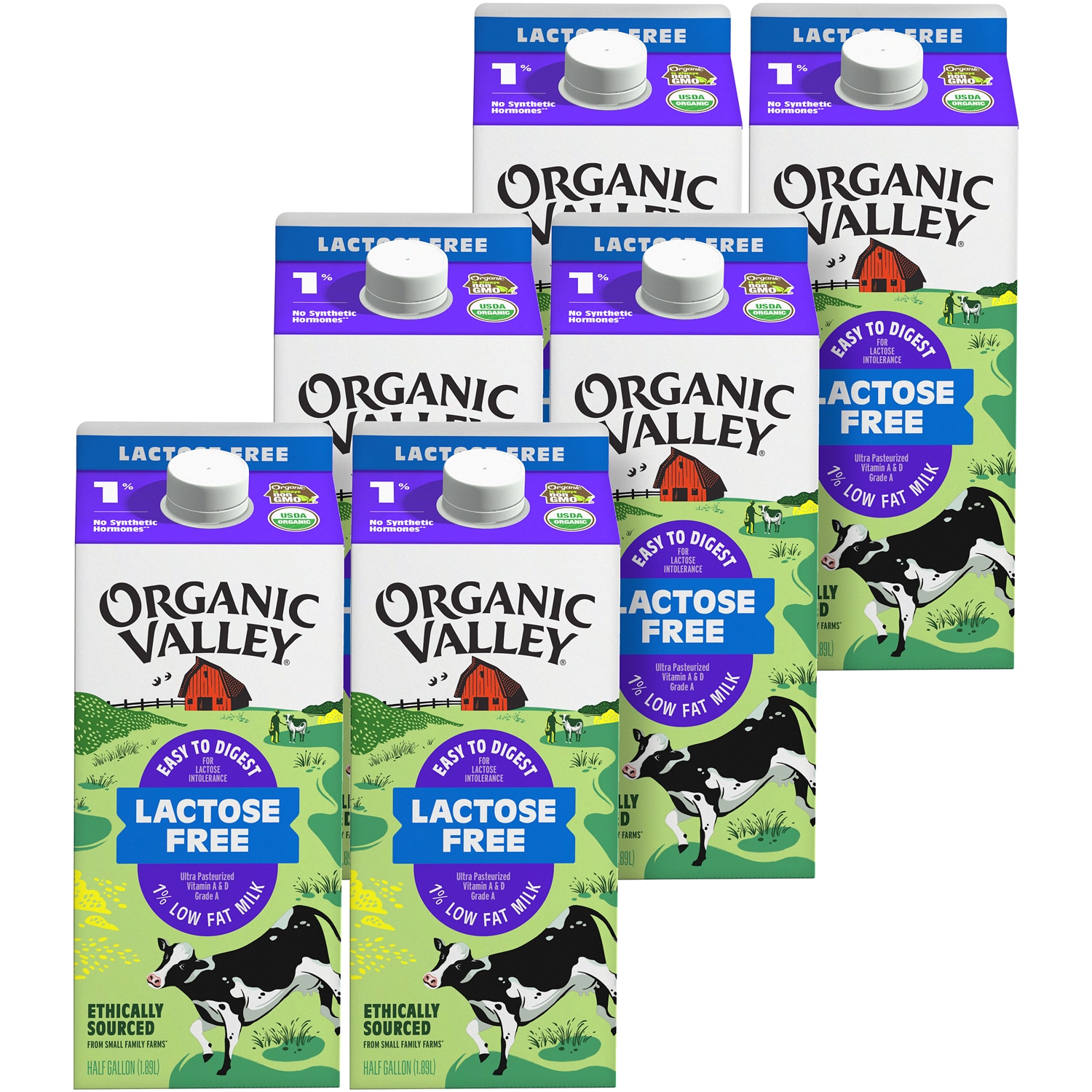 Organic Valley Lactose-Free 1% Low-Fat Milk, Cartons