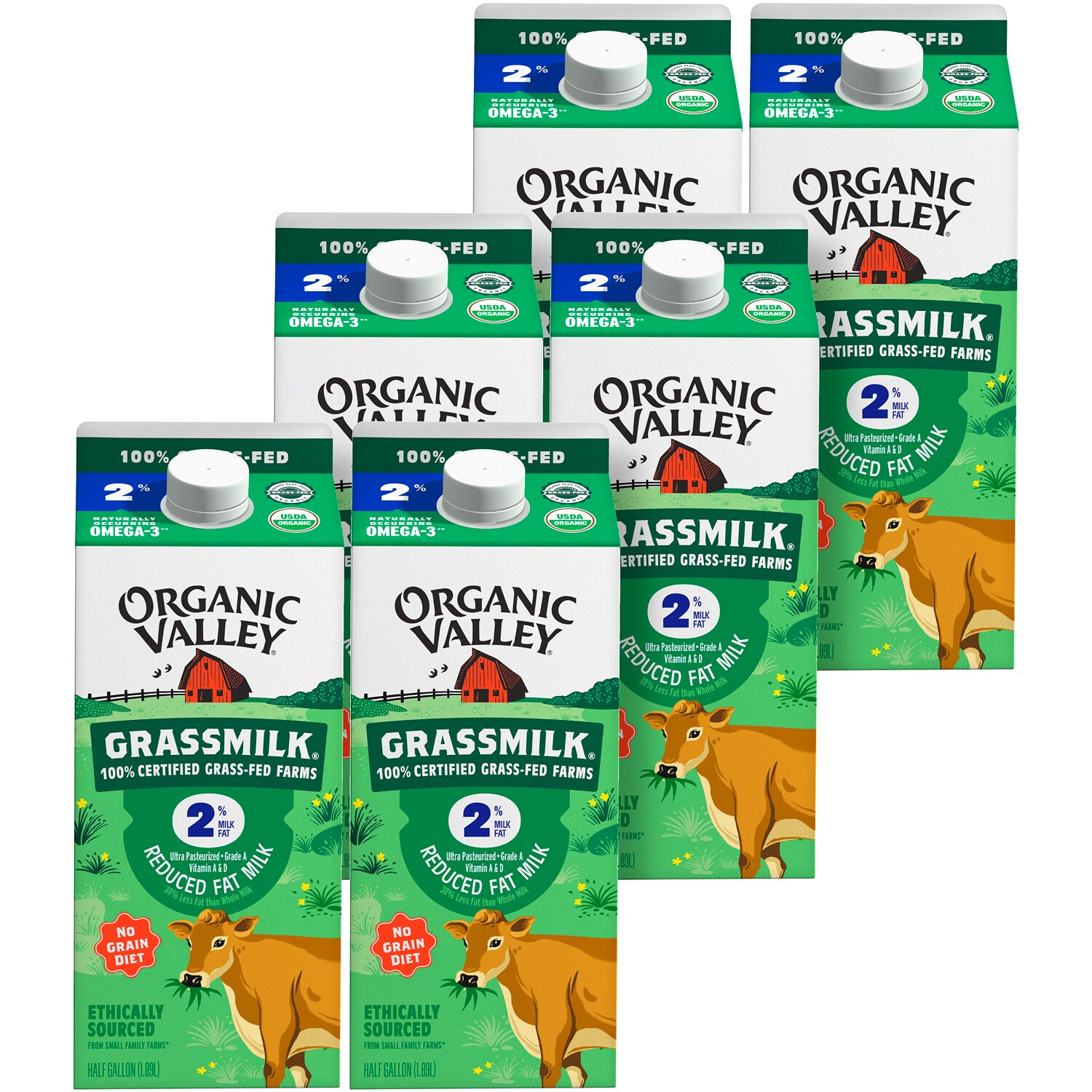 Organic Valley Grassmilk 2% Reduced Fat Milk, Ultra-Pasteurized, Cartons