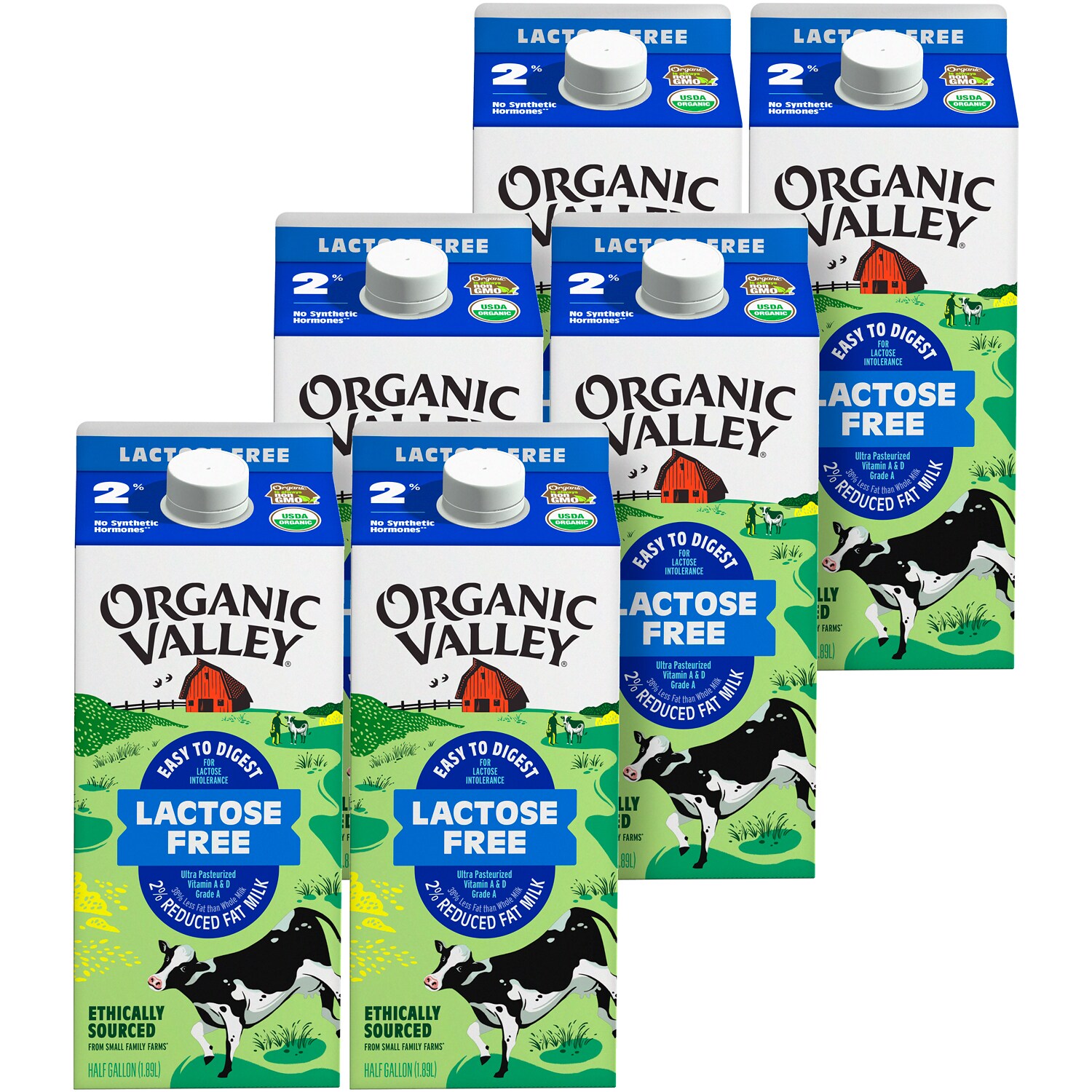 Organic Valley Lactose Free 2% Reduced-Fat Milk, Cartons