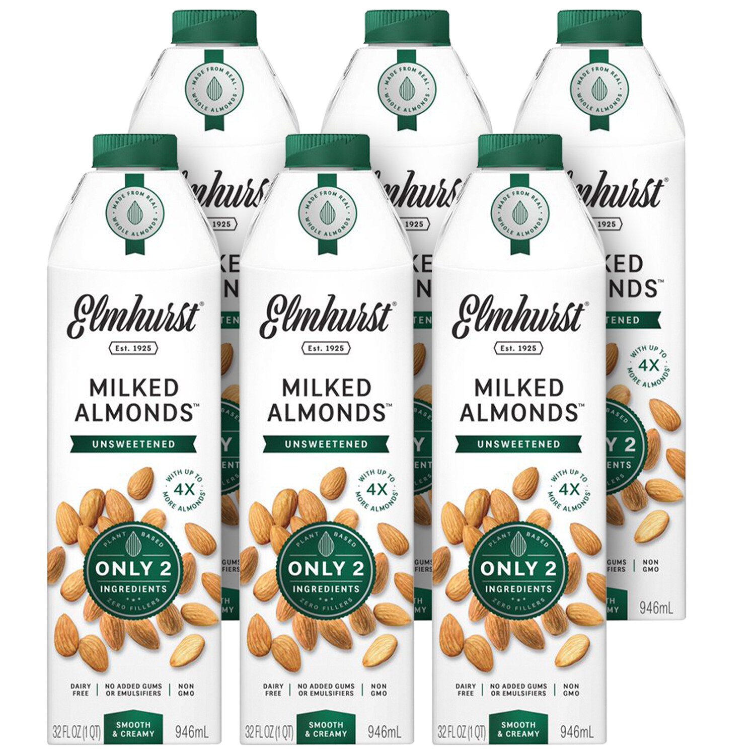 Elmhurst Milked Almonds, Unsweetened, Cartons