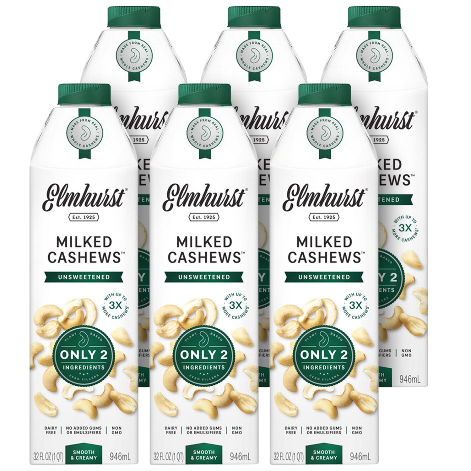 Elmhurst Milked Cashews, Unsweetened, Cartons