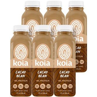 Koia Plant-Based Protein Shake, Cocoa Bean, Plastic Bottles