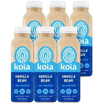 Koia Plant-Based Protein Shake, Vanilla Bean, Plastic Bottles