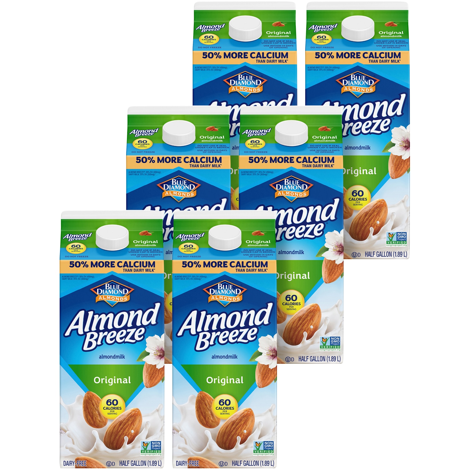 Blue Diamond Almond Breeze Almond Milk, Original, Cartons