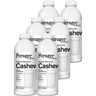 Forager Organic Dairy-Free Cashewmilk, Unsweetened, Plastic Bottles, Case