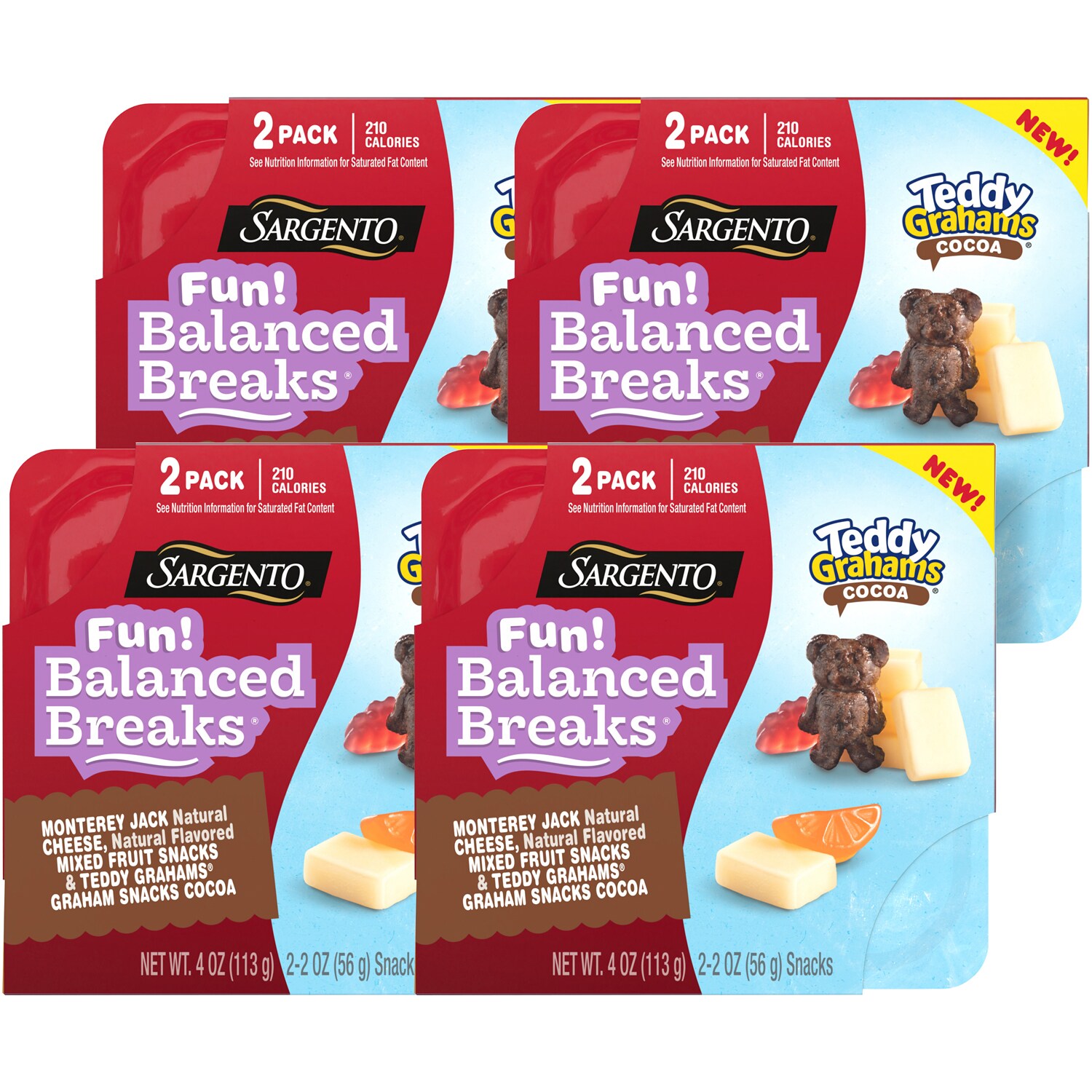Sargento Fun! Balanced Breaks, Monterey Jack Cheese, Mixed Fruit Snacks & Teddy Grahams Graham Snacks Cocoa