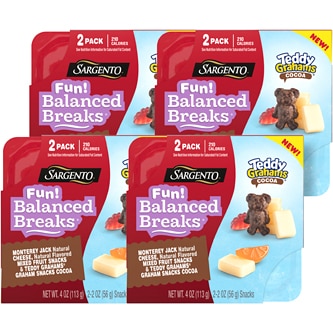 Sargento Fun! Balanced Breaks, Monterey Jack Cheese, Mixed Fruit Snacks & Teddy Grahams Graham Snacks Cocoa