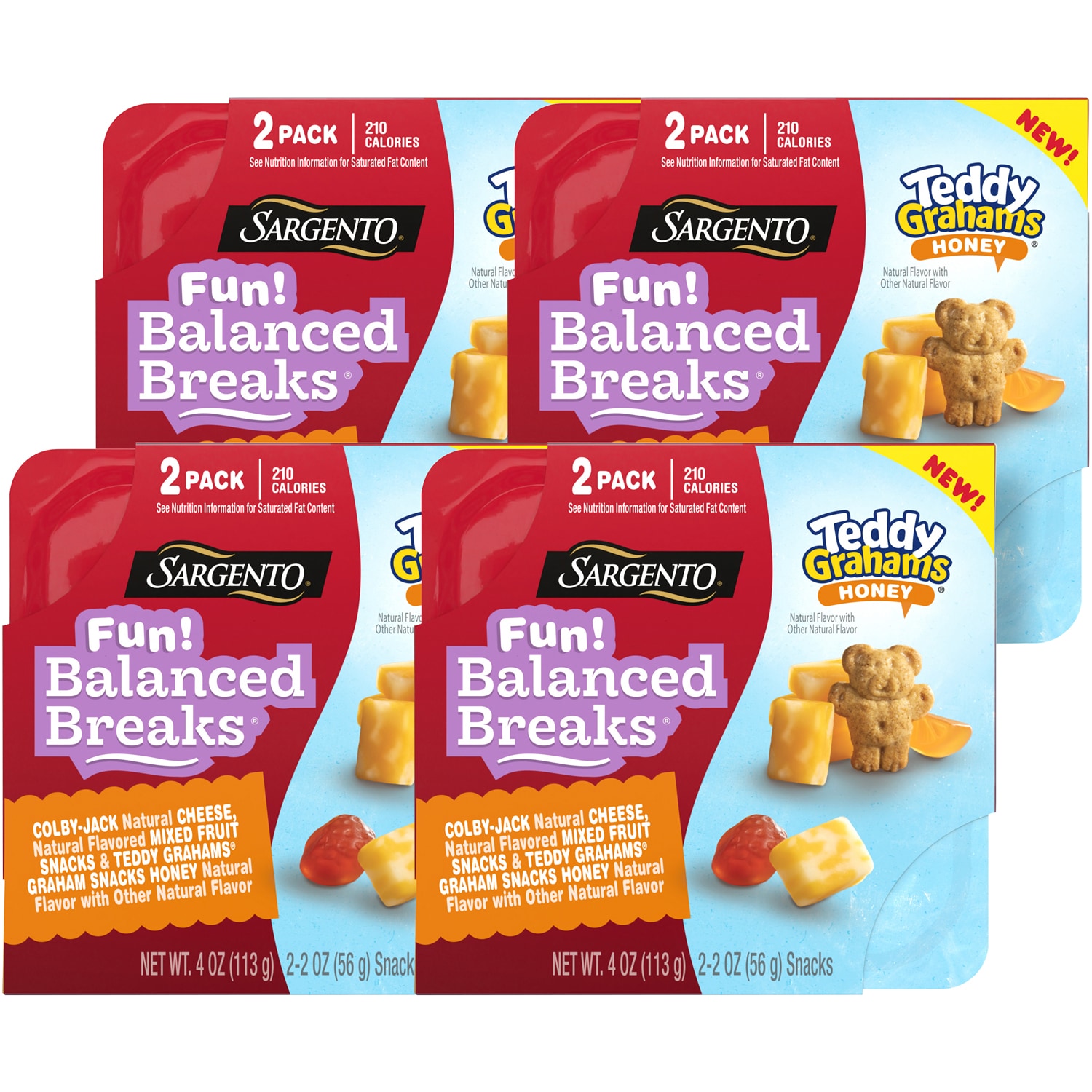 Sargento Fun! Balanced Breaks, Colby-Jack Cheese, Mixed Fruit Snacks & Teddy Grahams Graham Snacks Honey