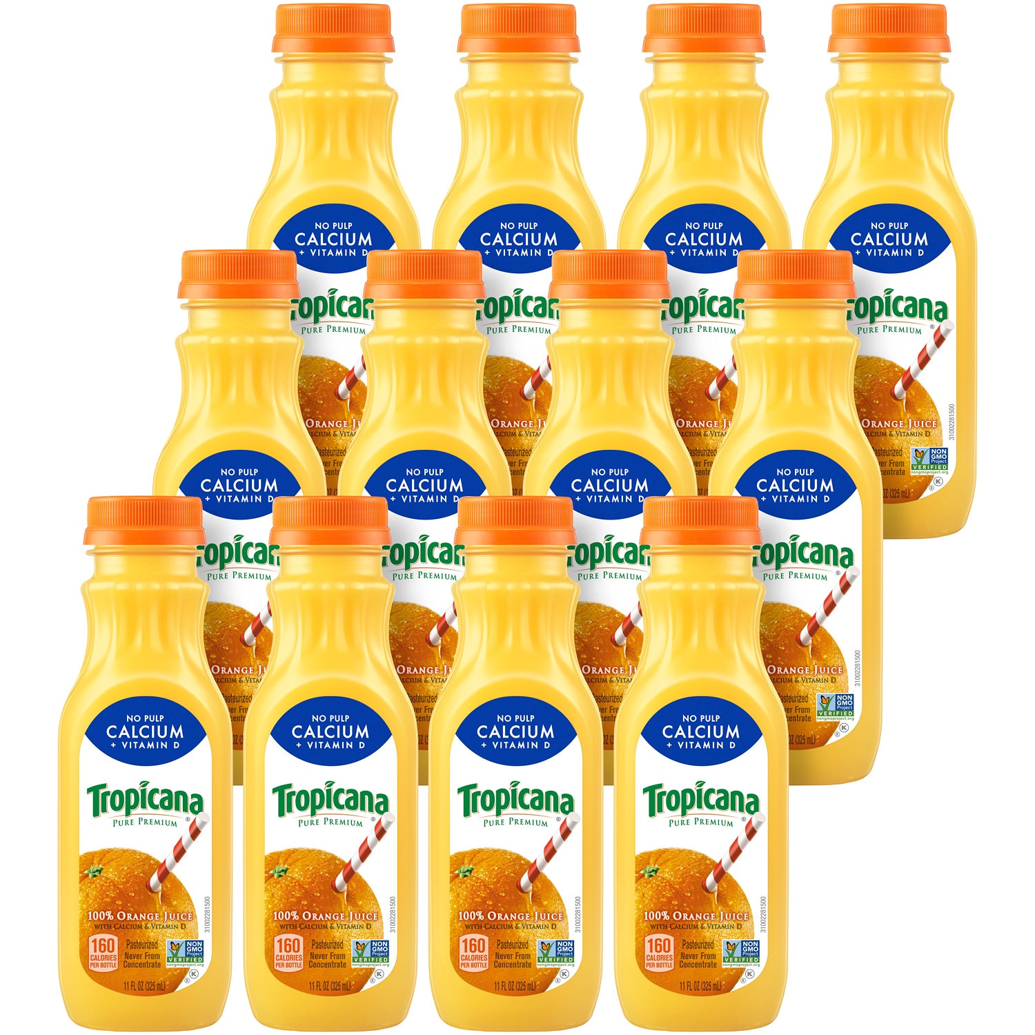 Tropicana Premium Orange Juice-No Pulp Calcium + Vitamin D, Plastic Bottles