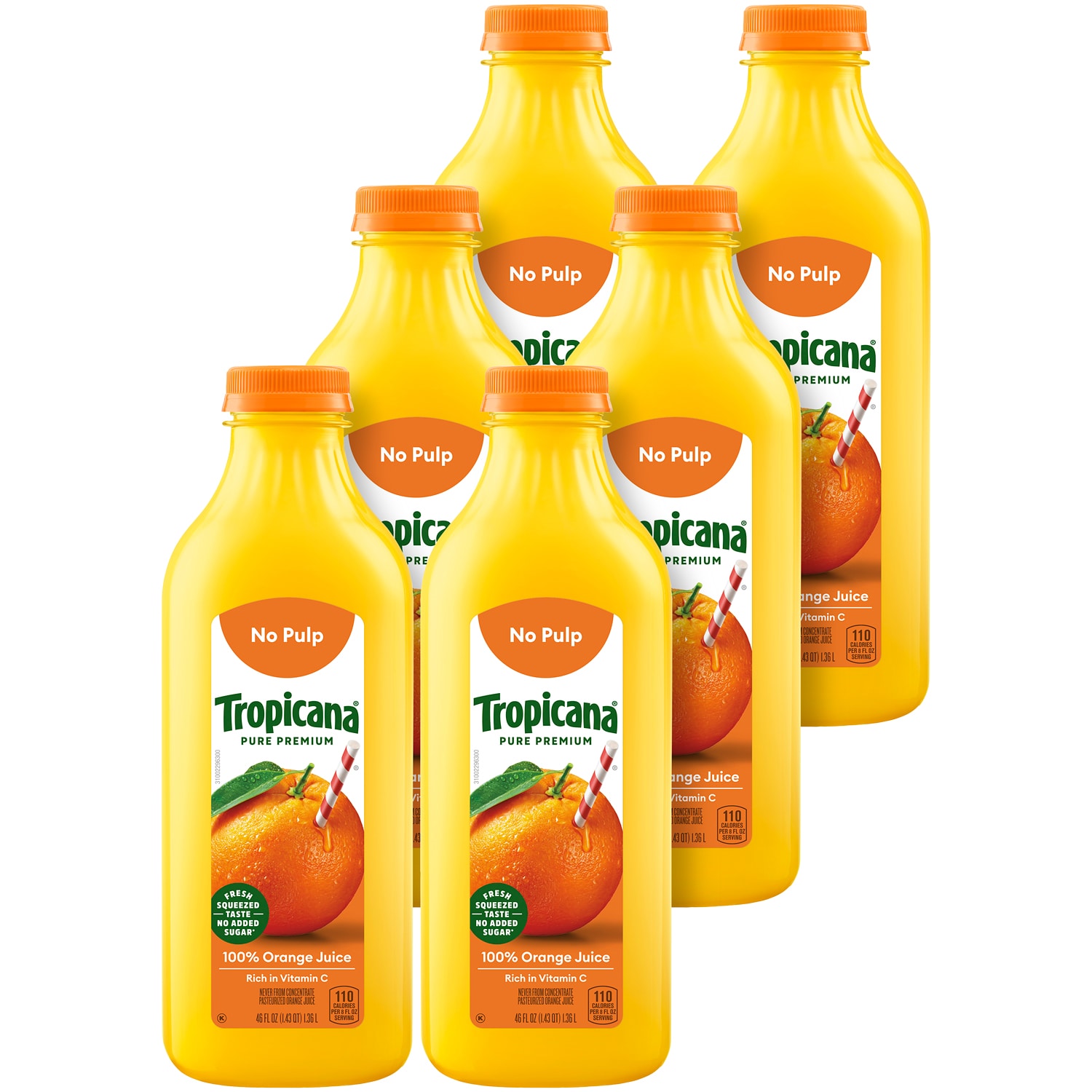 Tropicana Pure Premium Orange Juice, No pulp, Plastic Bottle