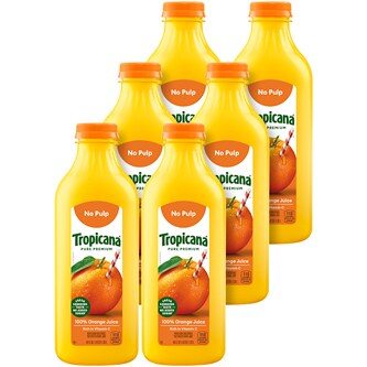 Tropicana Pure Premium Orange Juice, No pulp, Plastic Bottle