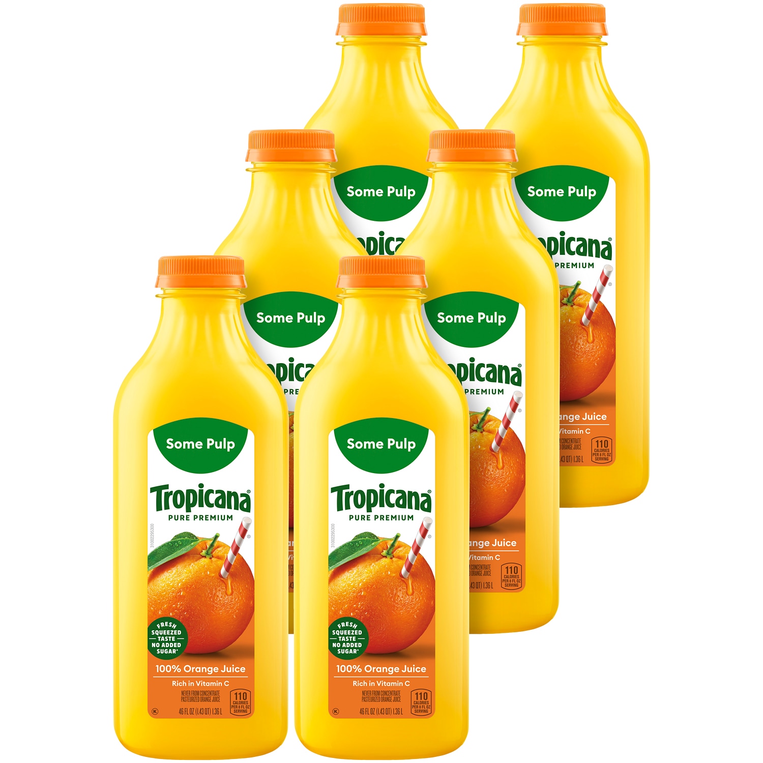 Tropicana Pure Premium Orange Juice, Some Pulp, Plastic Bottle