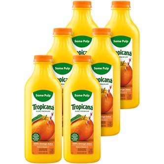 Tropicana Pure Premium Orange Juice, Some Pulp, Plastic Bottle