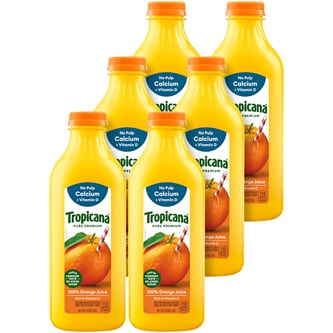 Tropicana Pure Premium Orange Juice, No Pulp, Calcium + Vitamin D, Plastic Bottle
