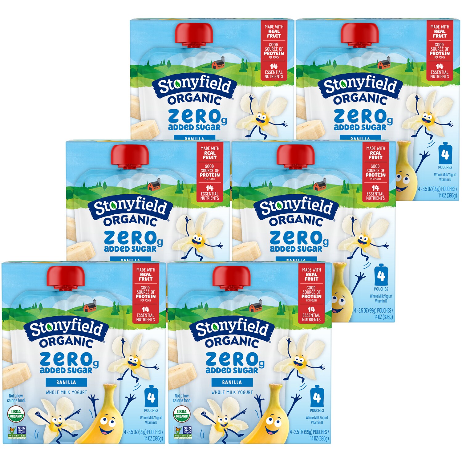 Stonyfield Organic Kids Yogurt Pouches, Banilla