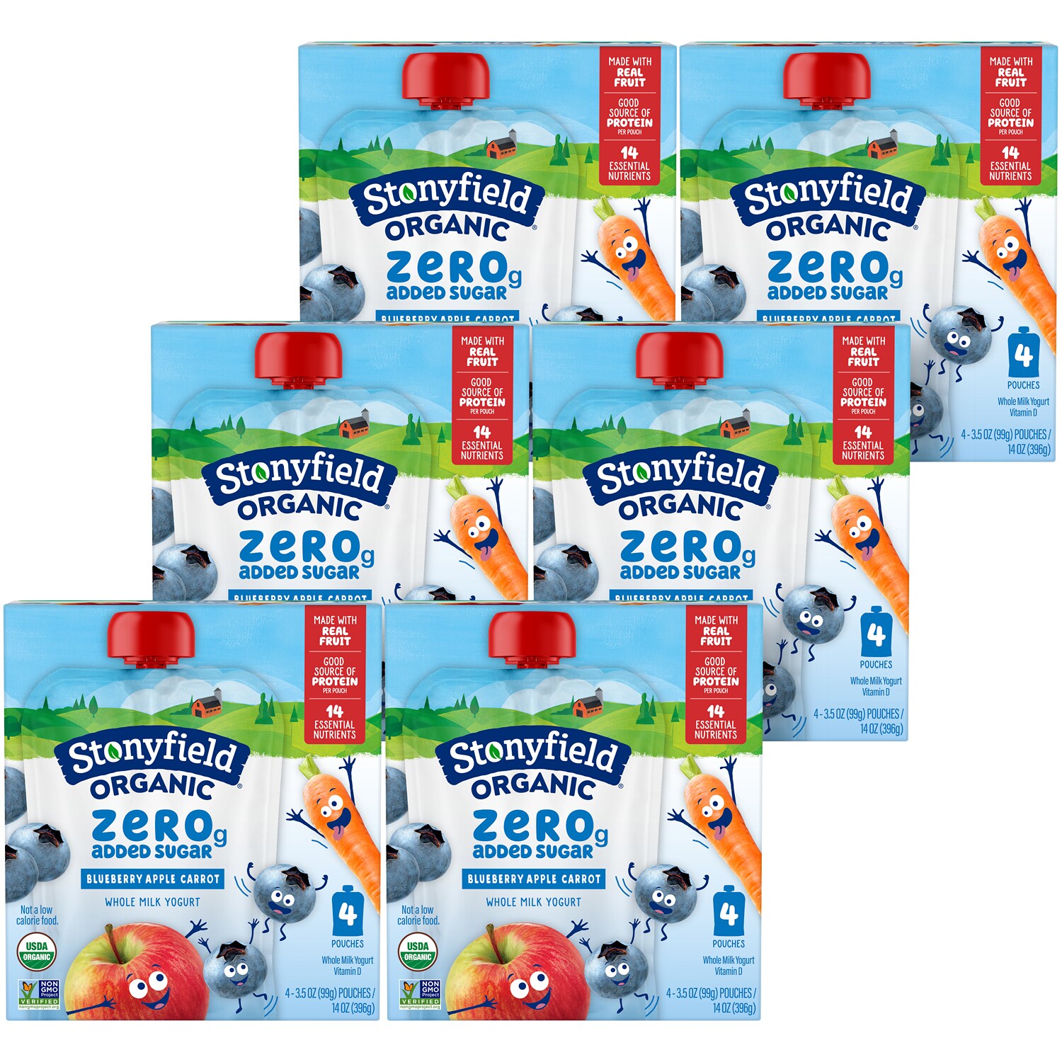 Stonyfield Organic Kids Yogurt Pouches, Blueberry Apple Carrot