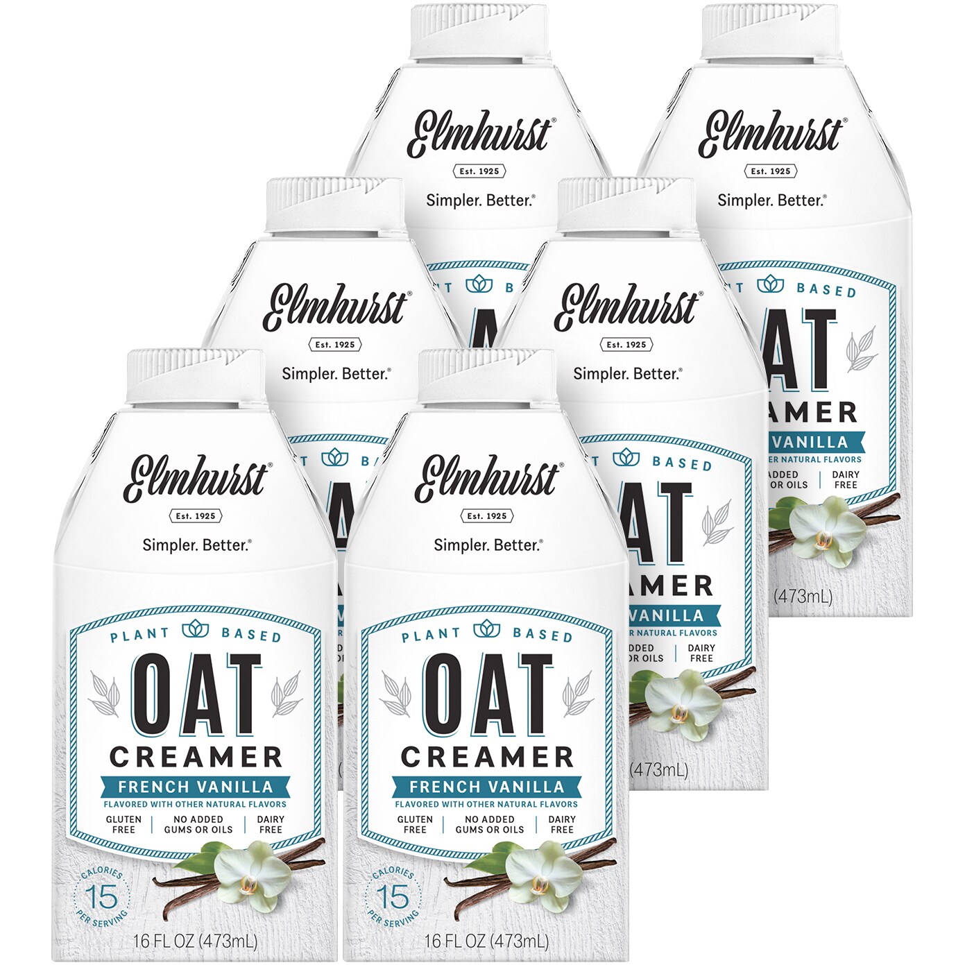 Elmhurst Plant Based Oat Creamer, French Vanilla, Carton