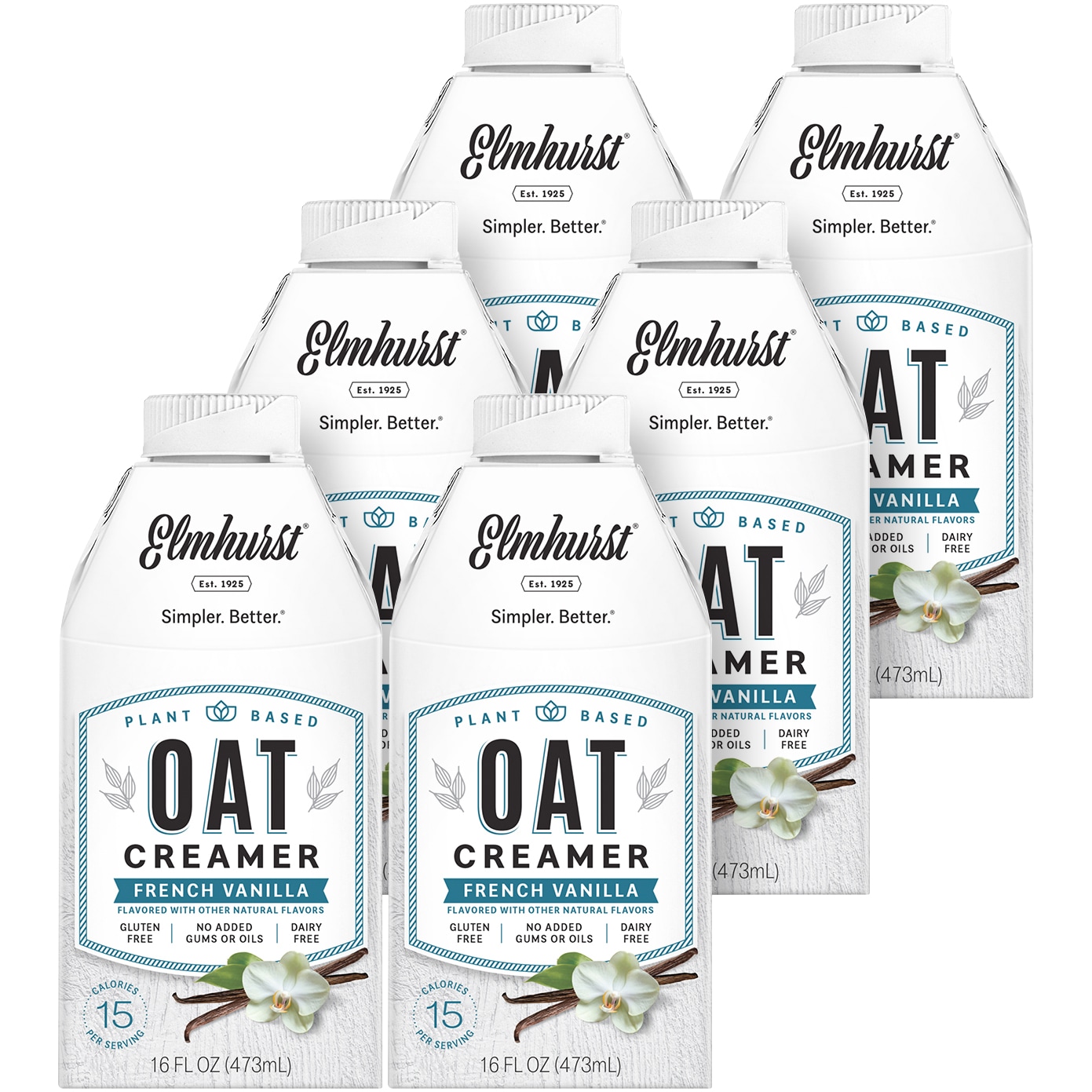 Elmhurst Plant Based Oat Creamer, French Vanilla, Carton