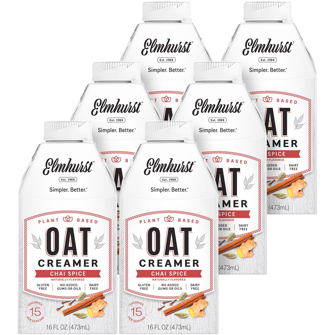 Elmhurst Plant Based Oat Creamer, Chai Spice, Carton
