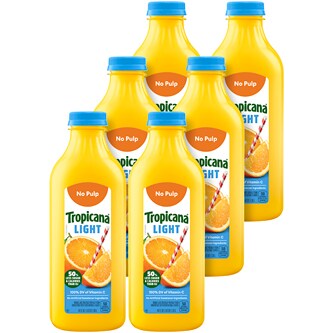 Tropicana Pure Premium Orange Juice, No Pulp, Light, Plastic Bottles, Case