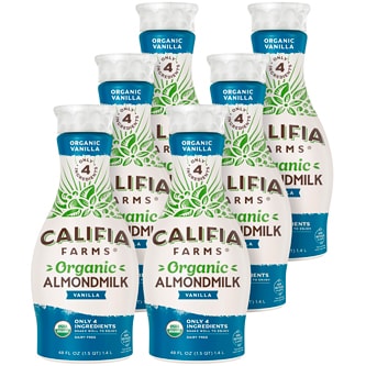 Califia Farms Organic Almondmilk, Vanilla, Plastic Bottles, Case