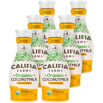 Califia Farms Organic Unsweetened Coconutmilk, Plastic Bottles, Case