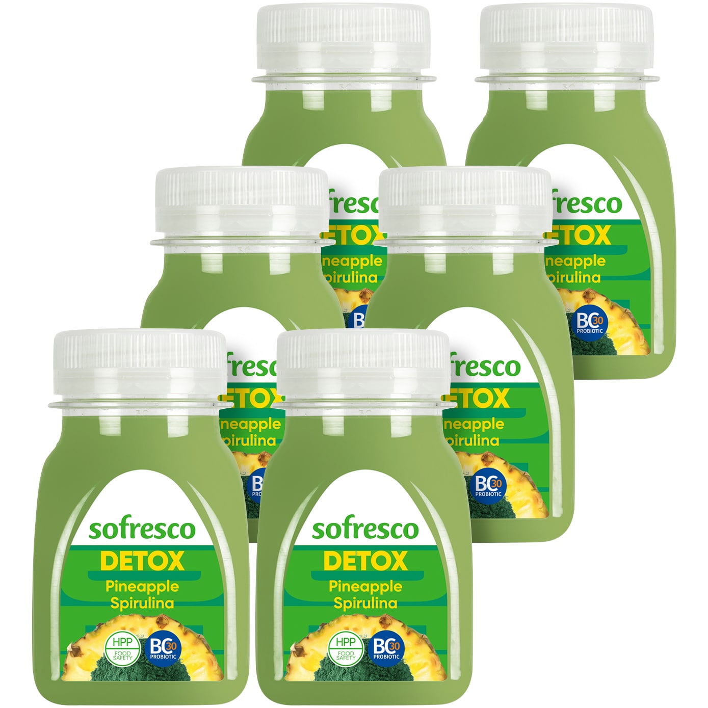Sofresco Detox Pineapple & Spirulina Shot, Case
