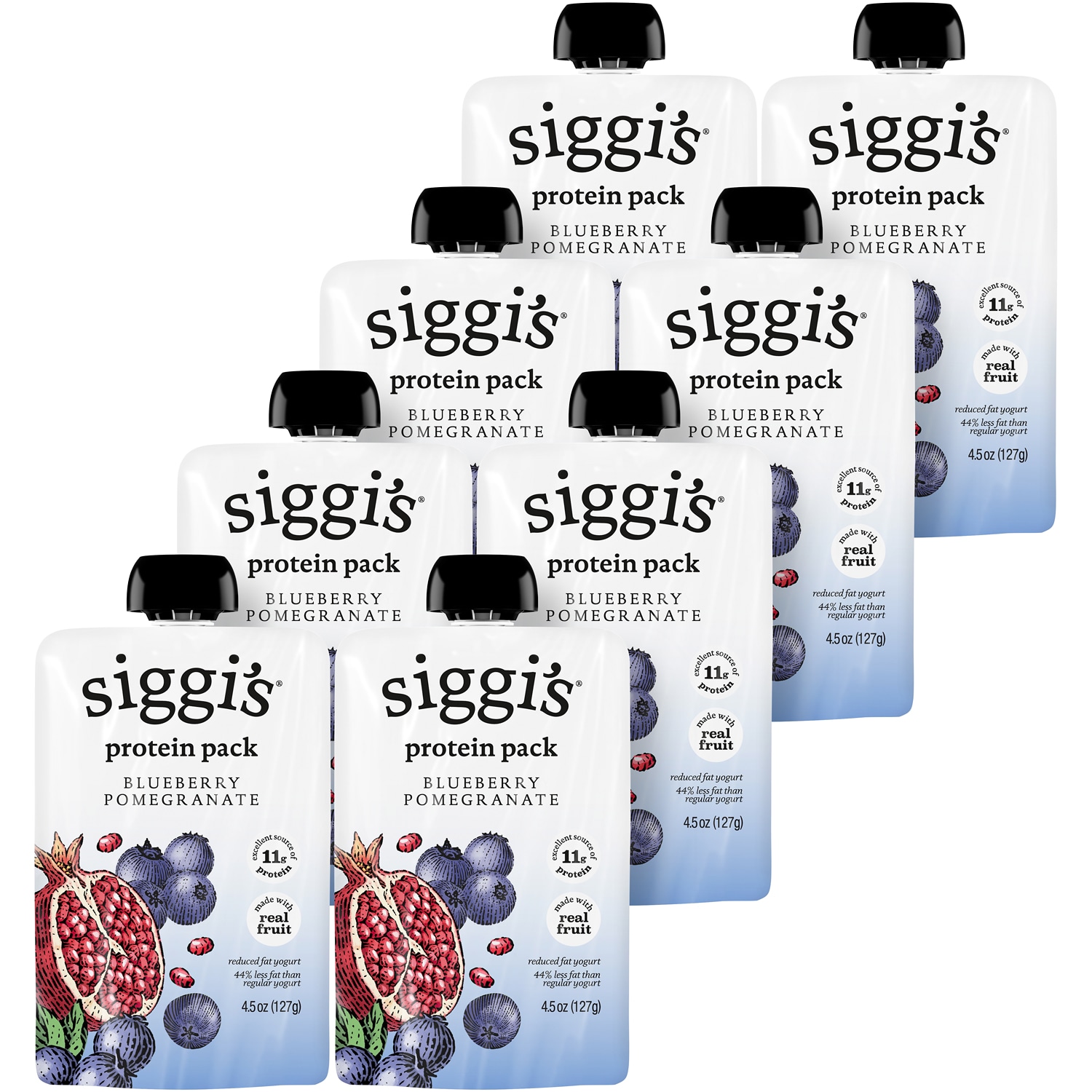 Siggi's Reduced Fat Protein-Pack Yogurt Pouch, Blueberry Pomegranate 