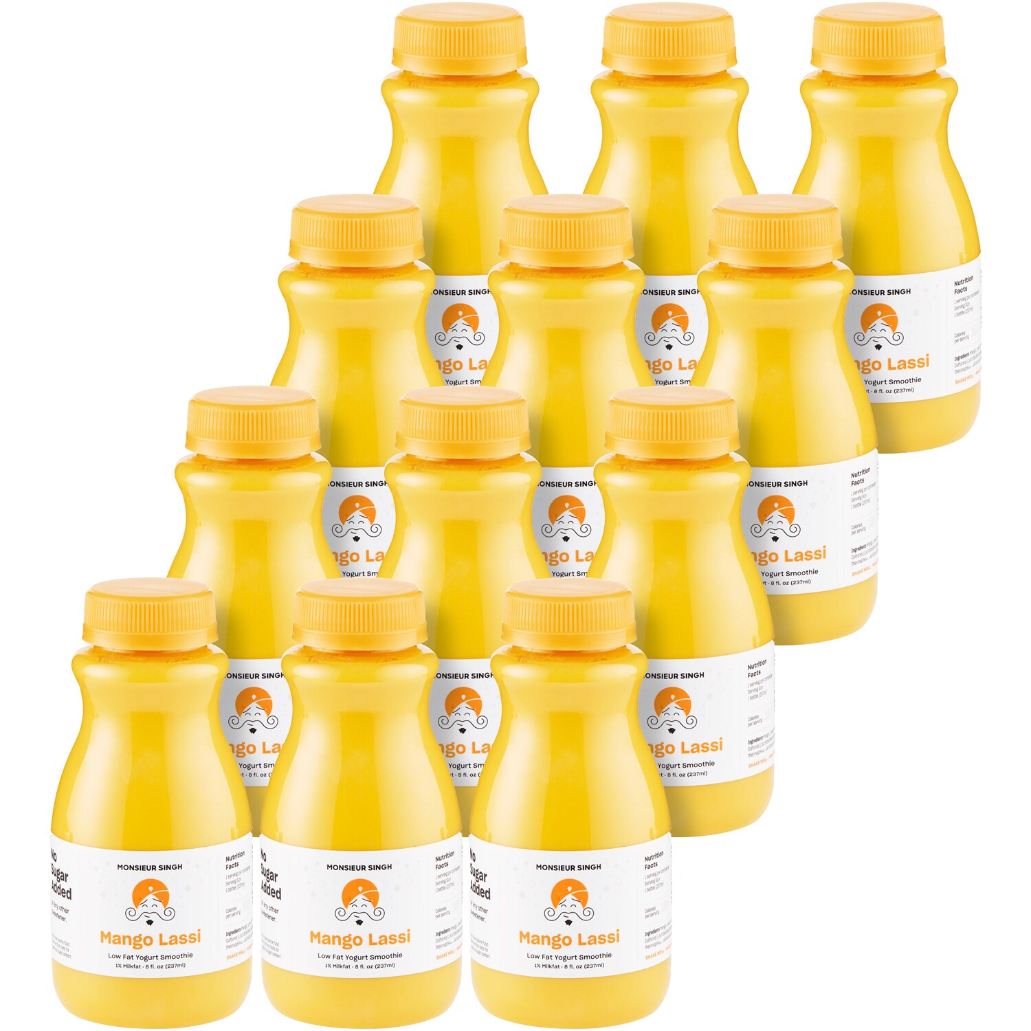 Monsieur Singh Low Fat Yogurt Smoothie, Mango Lassi, Case